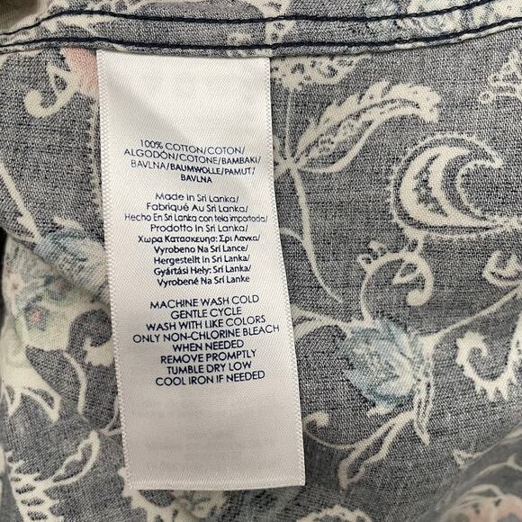 Chaps Button Up Shirt Size Medium Navy No Iron Cotton Career Contrast Cuffs - Picture 8 of 13